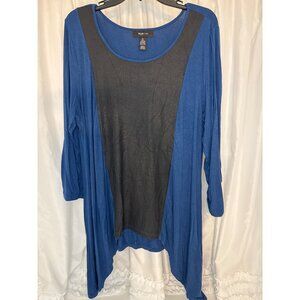 Style & Co Womens XL Blue Tunic Top With Faux Leather Panel
